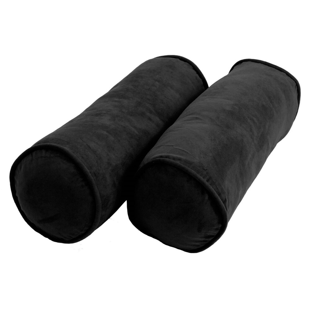 20 inch by 8 inch Corded Microsuede Bolster Pillows (Set of 2)