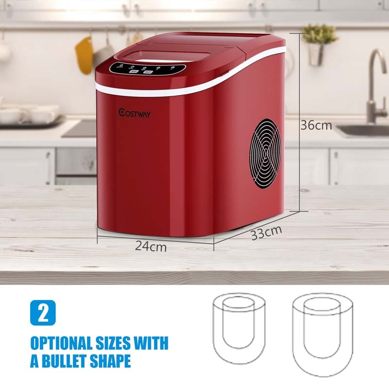 26LBS/24H Mini Portable Ice Maker Countertop, Compact Ice Machine with Ice Scoop