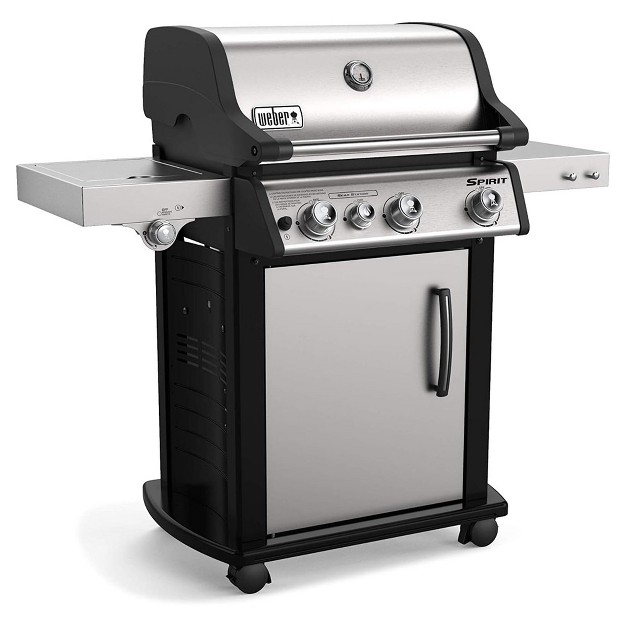 Weber Spirit Sp 335 Stainless Steel 3 Burner 32000 Btus Lidded Liquid Propane Gas Grill With 529 Sq In Cooking Area Side Burner And Sear Station