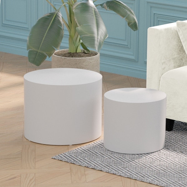 Modern Round Accent Nesting Side Coffee Table Set (Set of 2)