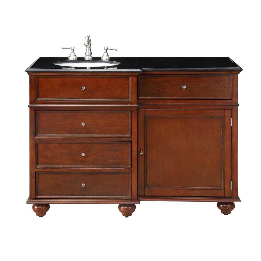 Home Decorators Collection Hampton Harbor 48 in. W x 22 in. D Bath Vanity in Sequoia with Granite Vanity Top in Black BF-25098-SQ