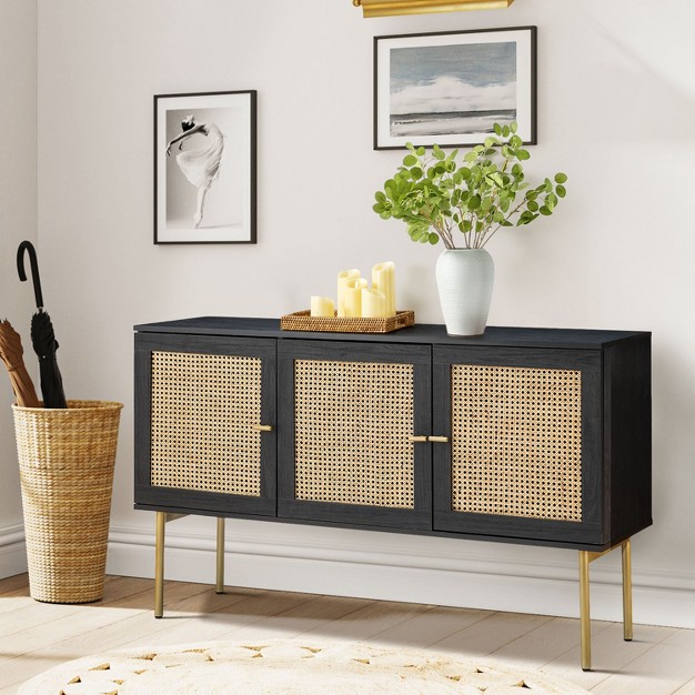 Tknow 54 quot wide Storage Sideboard Cabinet With Metal Legs Karat Home