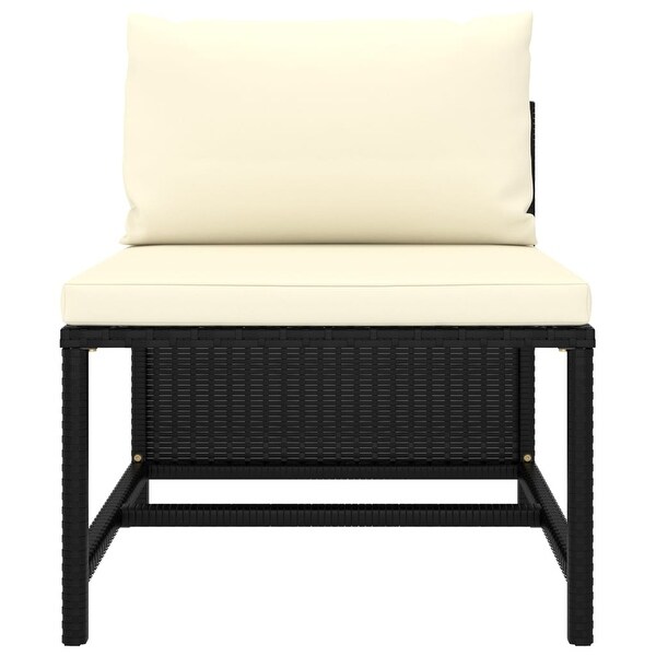 3 Piece Patio Lounge Set with Cushions Poly Rattan Black - Overstock - 35284276