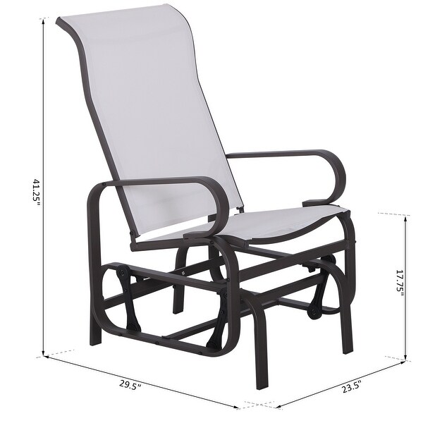 Outsunny Single Glider Patio Swing Rocking Chair with Breathable Mesh，Smooth Arms for Backyard，Garden，Lawn