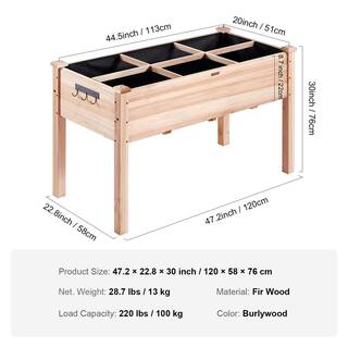 VEVOR 4 ft. x 2 ft. x 2.5 ft. Raised Garden Bed Wooden Planter Box with Legs Elevated Outdoor Planting Boxes GJS1205876CM1TDFMV0