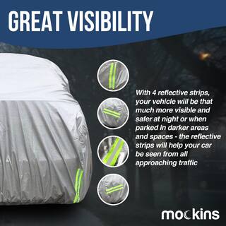 Mockins 200 in. x 75 in. x 60 in. Heavy-Duty Silver Waterproof Car Cover - 190T Polyester MA-48