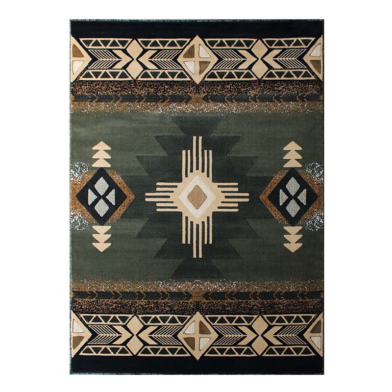 Masada Rugs Masada Rugs 5'x7' Southwest Native American Area Rug - Design C318 Sage Green