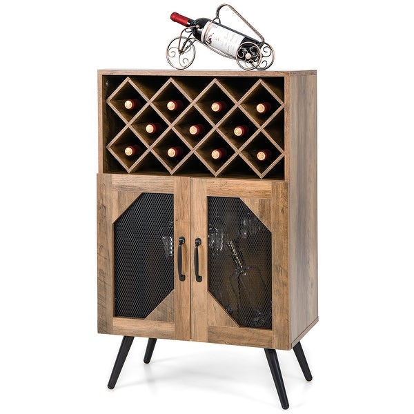 2-Door Kitchen Storage Bar Cabinet Buffet Sideboard w/ Wine Rack