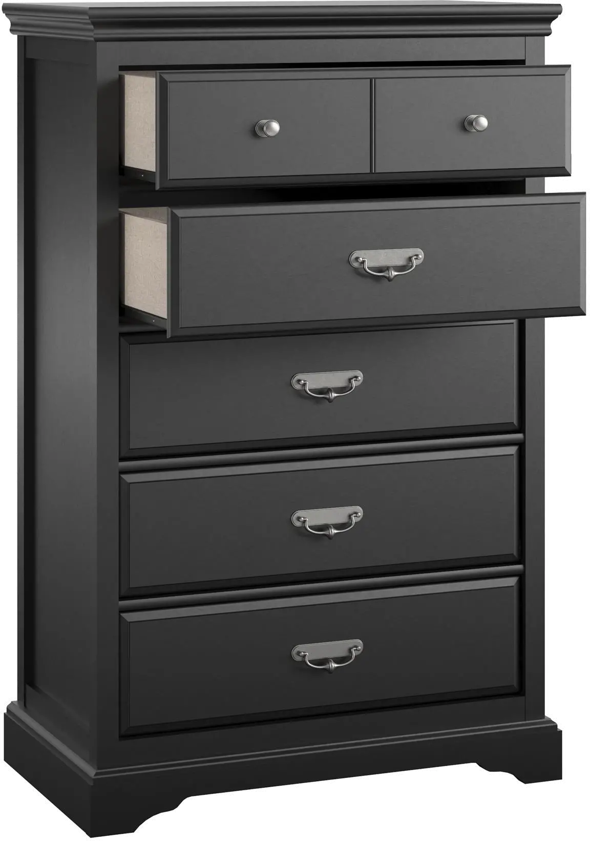 Bristol Traditional Black 5-Drawer Dresser