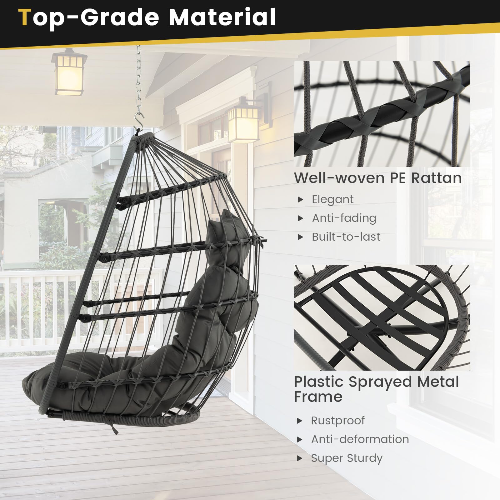 Giantex Foldable Hanging Egg Chair - Egg Swing Hammock Chair