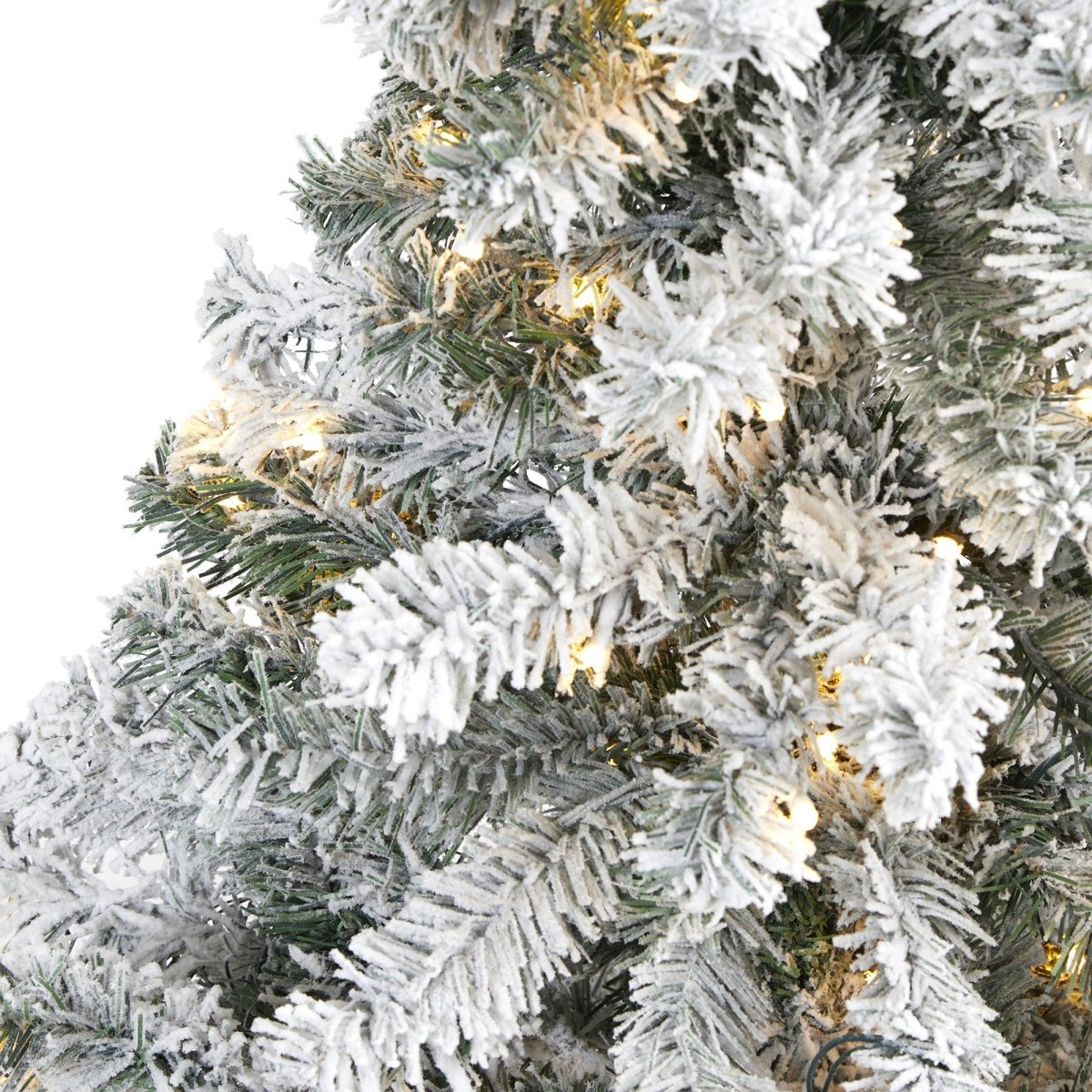 4’ Flocked Rock Springs Spruce Artificial Christmas Tree with 100 Clear LED Lights