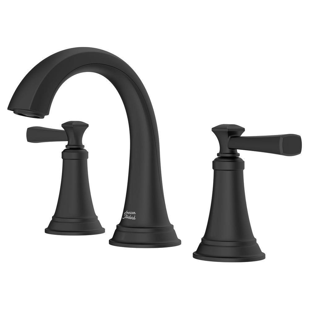 American Standard Rumson 8 in. Widespread Bathroom Faucet and Single-Handle 3-Spray Tub and Shower Faucet in Matte Black (Valve Included) RumsonTSWideMB