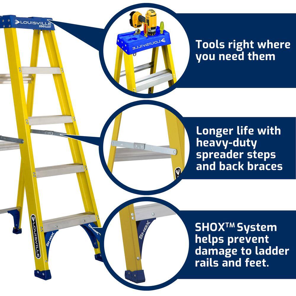 Louisville Ladder 5 ft. Fiberglass Step Ladder with 250 lb. Load Capacity Type I Duty Rating FS2005