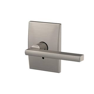 Schlage Custom Latitude Satin Nickel Dummy Door Handle with Century Trim (2-Pack) FC172 LAT 619 CEN