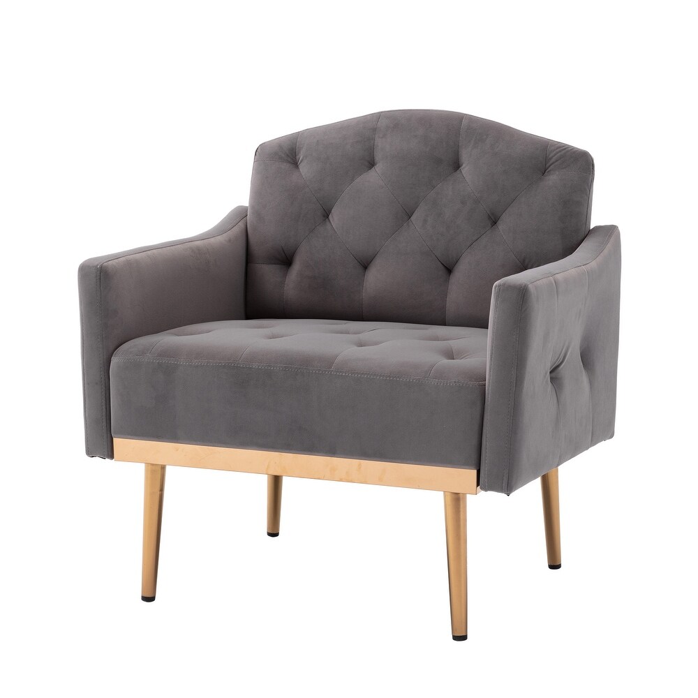 Tufted Velvet Accent Chair with Rose Golden Legs