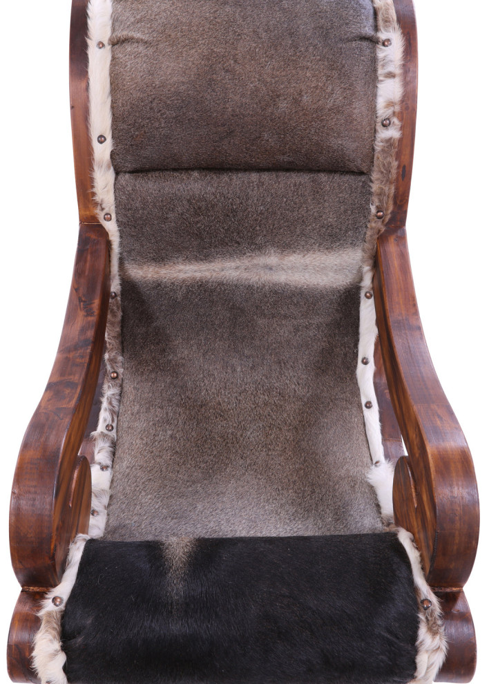 Reclaimed Wood Hair On Cowhide Handcrafted Chair C204 FC   Rustic   Armchairs And Accent Chairs   by Manhattan Rugs  Houzz