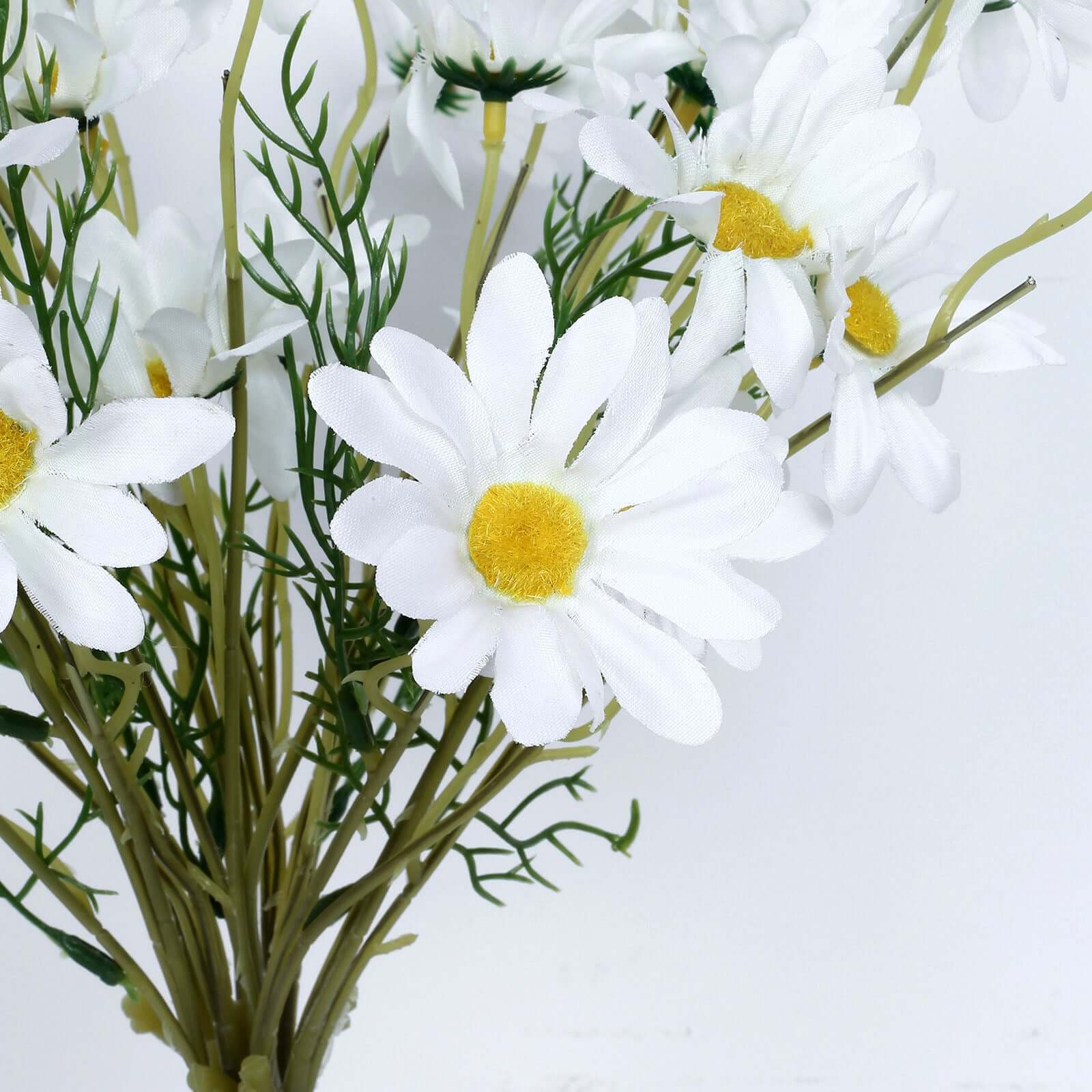 6 Bushes White Artificial Silk Daisy Flower Stem Bouquet Branches