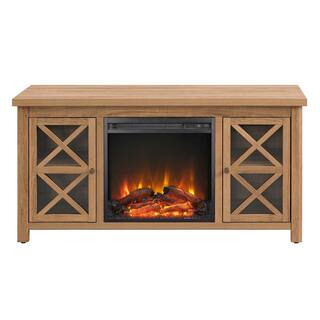 MeyerCross Colton 47.75 in. Golden Oak TV Stand with Log Fireplace Insert TV0689