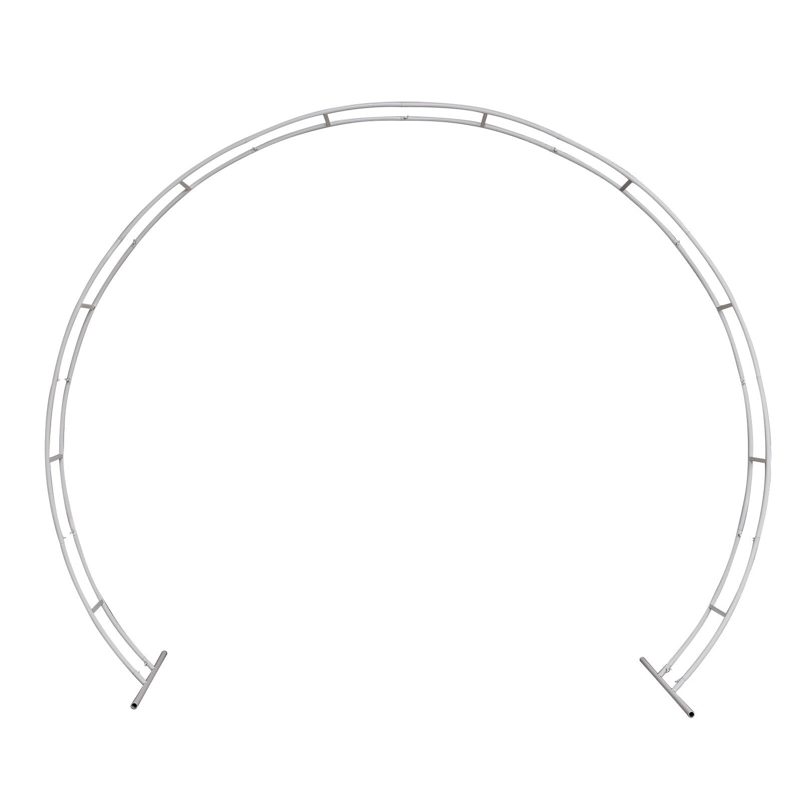 Anqidi 7.54x8.85 Ft Large Round Wedding Arch Double Ring Tube White Metal Frame for Parties Garden Arbors Backdrop DIY Decoration