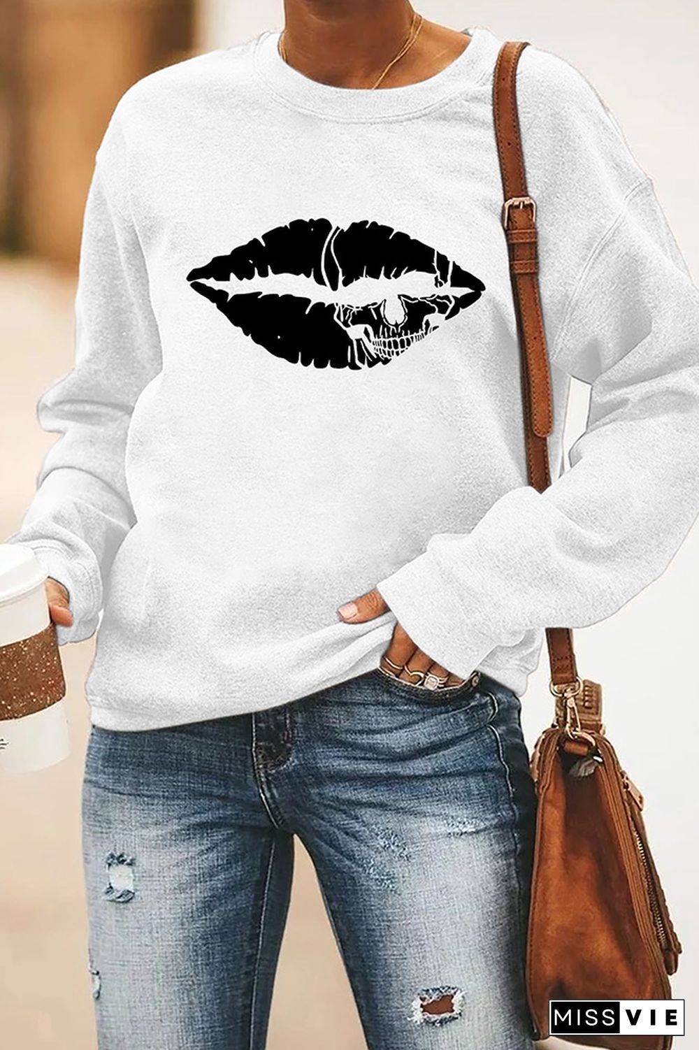 Skull Lips Halloween Long Sleeve Sweatshirts