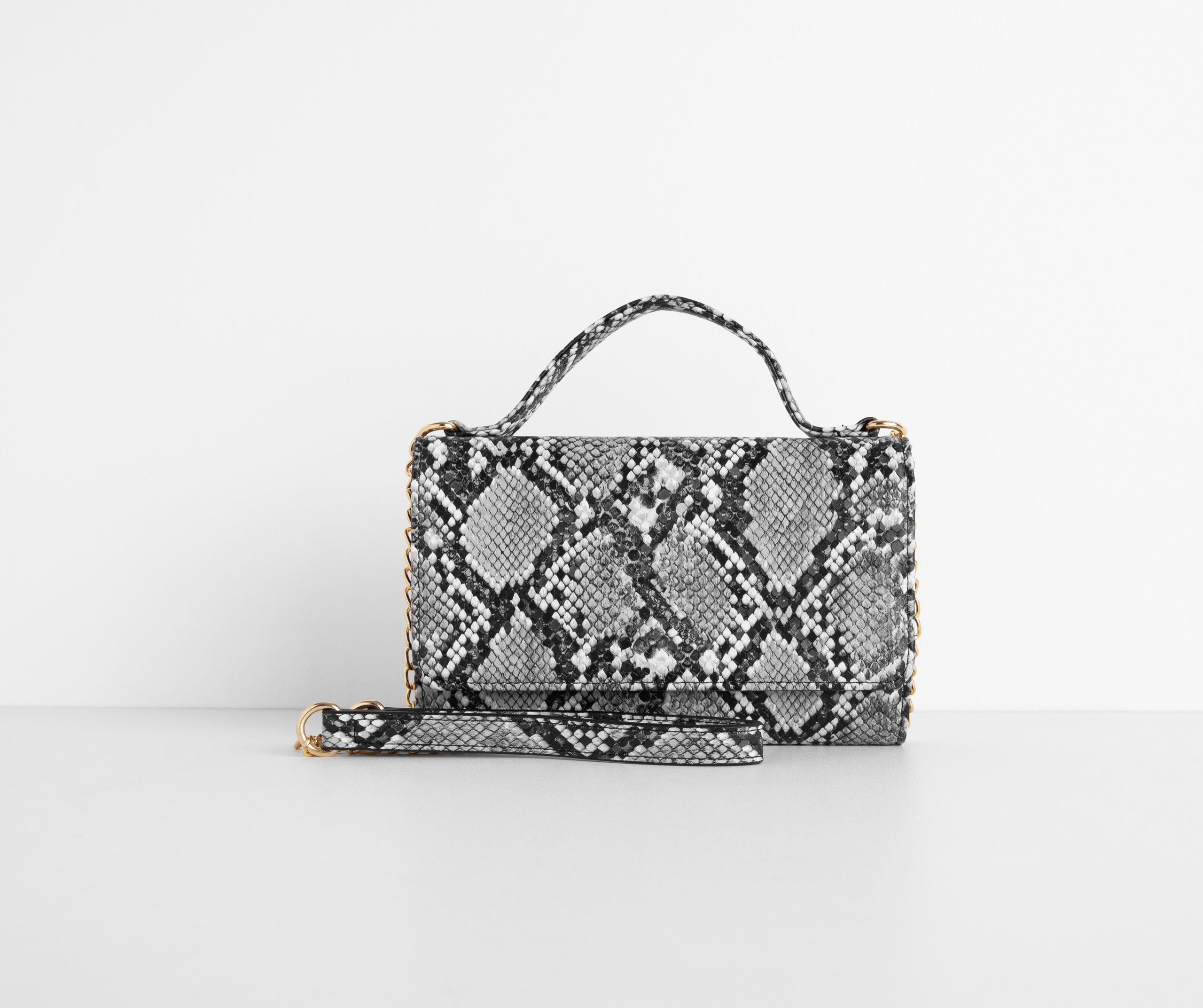 Snake Print Cross-Body Wallet