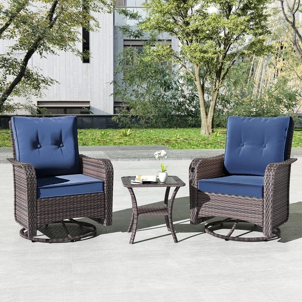 Kullavik 3 Pieces Patio Furniture Set，Outdoor Swivel Rocking Chairs