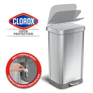 Glad 20 Gal. All Stainless Steel Step-On Large Metal Kitchen Trash Can with Clorox Odor Protection and Soft-Closing Lid GLD-74526