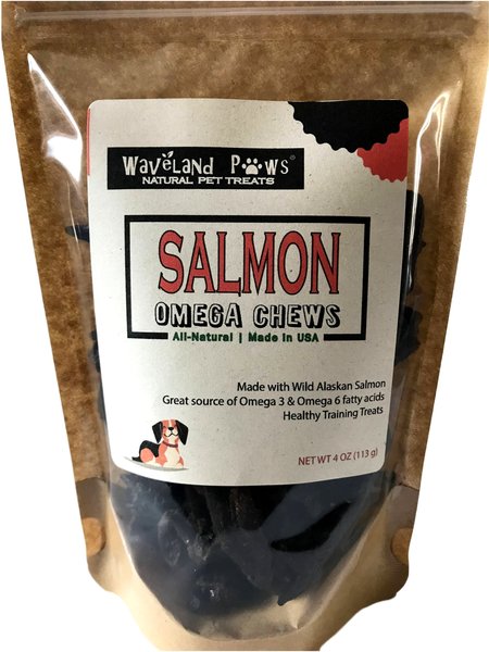 Waveland Paws Omega Chews Salmon Grain-Free Dog Treats， 4-oz bag