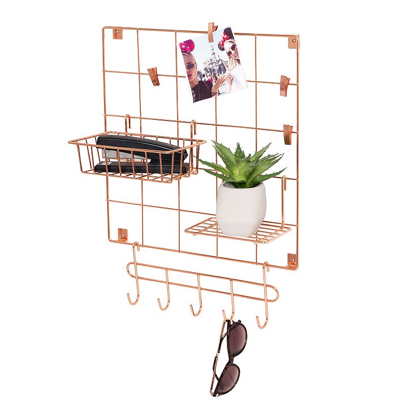 Honey-Can-Do 8-Piece Copper Wire Wall Grid with Storage Accessories