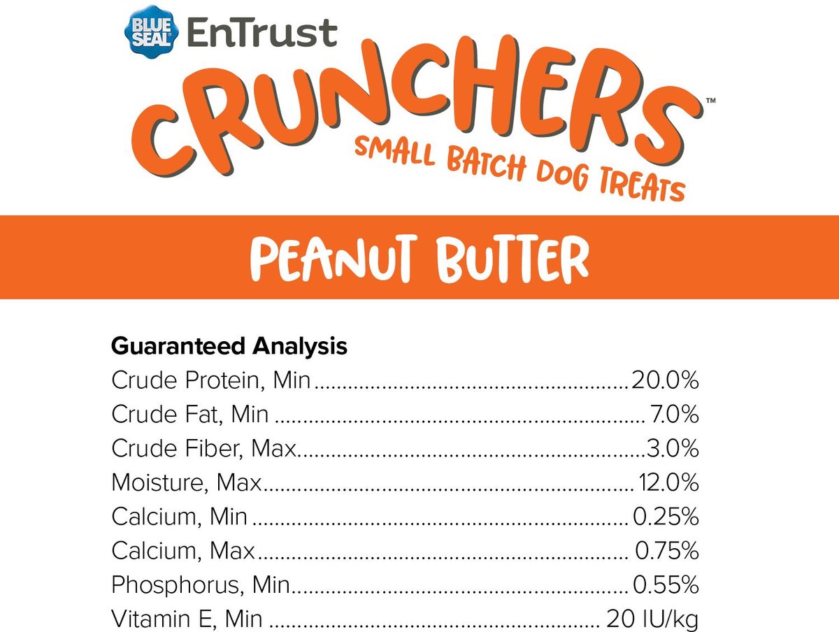 Blue Seal EnTrust Crunchers Peanut Butter Crunchy Dog Treats， Small， 3.5-lb bag