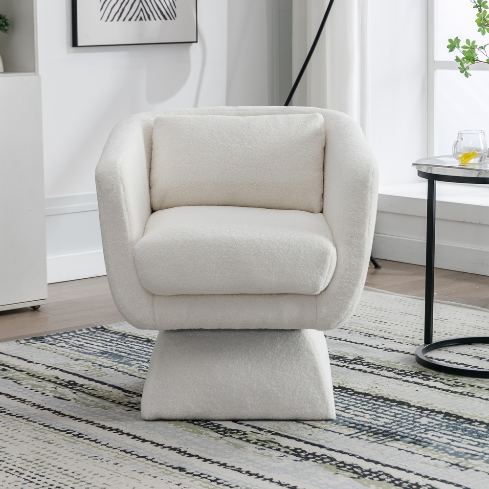 Boucle Upholstered Swivel Accent Arm Barrel Chair for Living Room