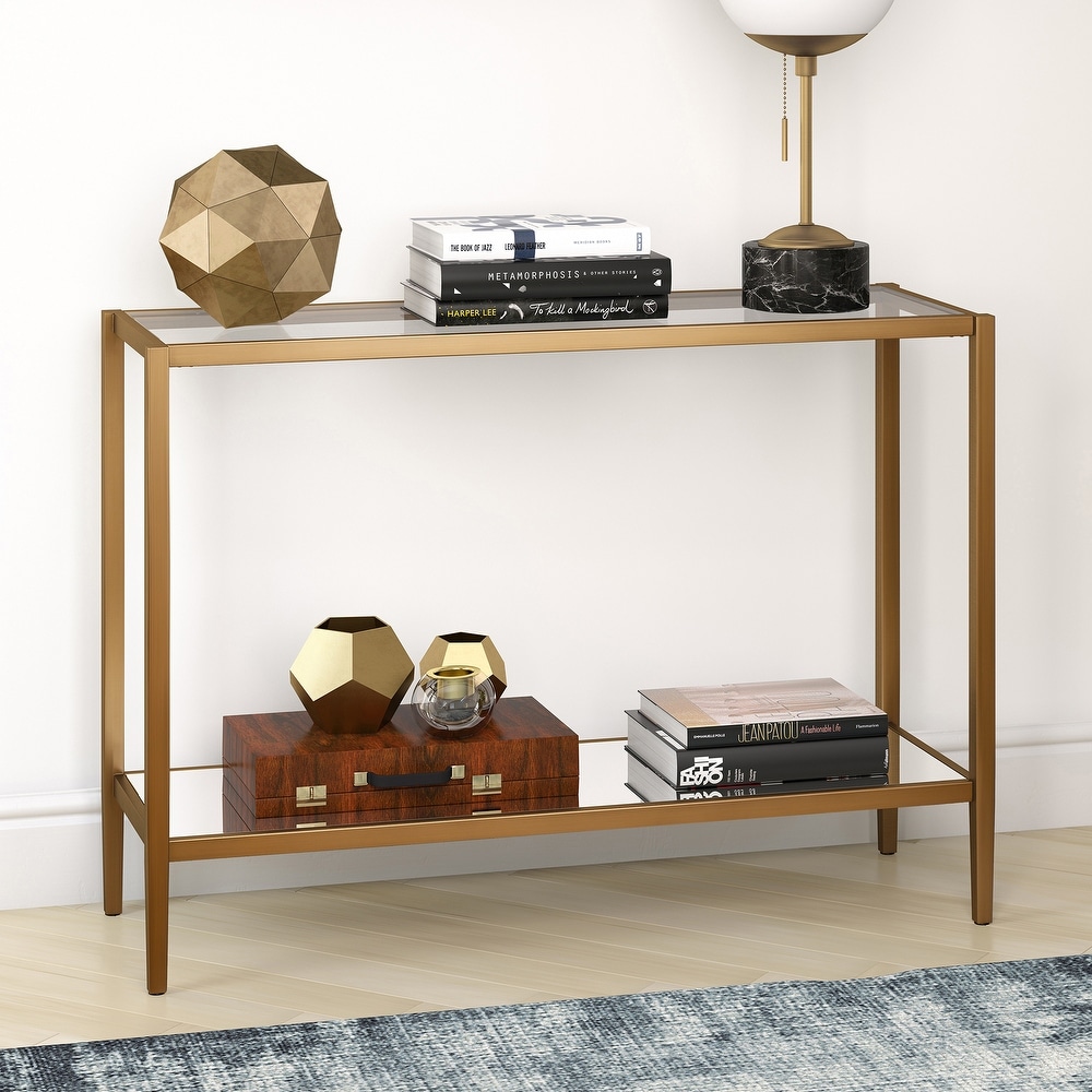 Hera Rectangular Console Table with Mirror Shelf