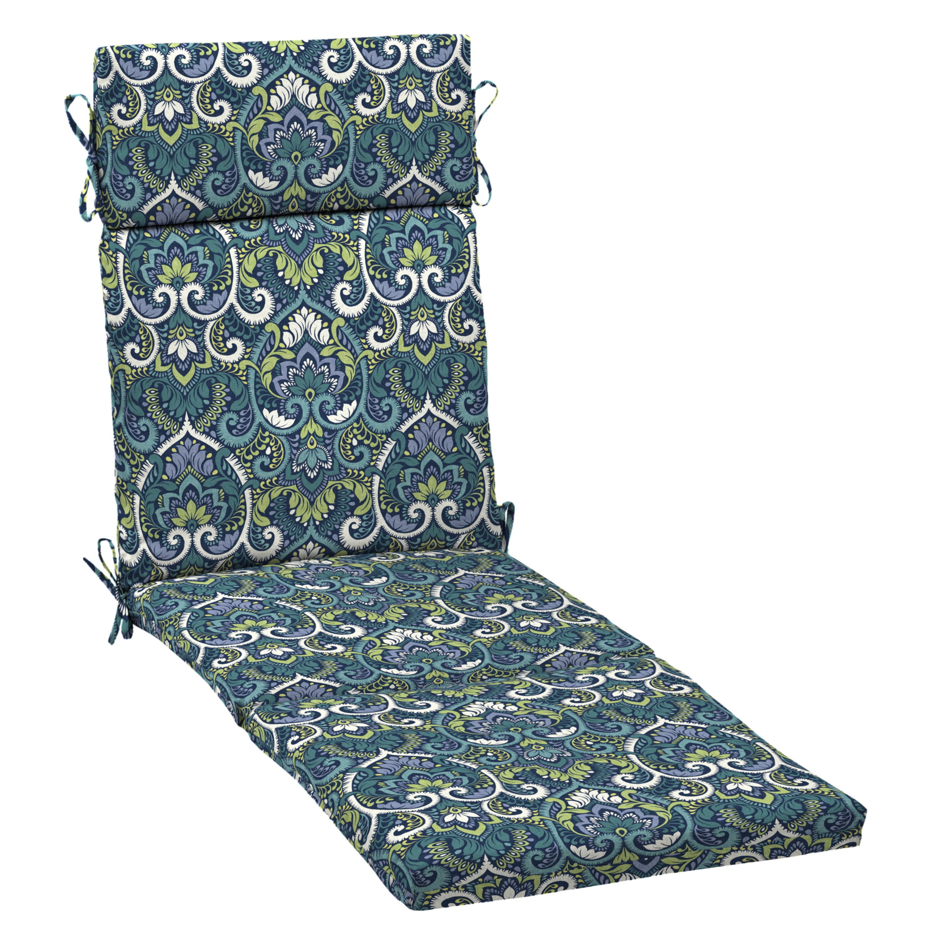 Arden Selections Outdoor Chaise Lounge Cushion 72 x 21， Sapphire Aurora Blue Damask