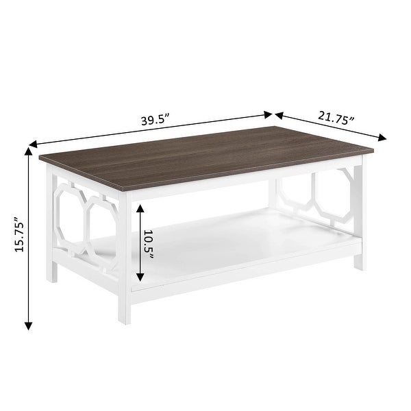 Omega Coffee Table with Shelf， Driftwood/White