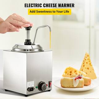 VEVOR Cheese Dispenser with Pump 2.4 Qt. Capacity Cheese Warmer 650W Hot Fudge Warmer Stainless Steel Hot Cheese Dispenser DRNZBFX1T00000001V1