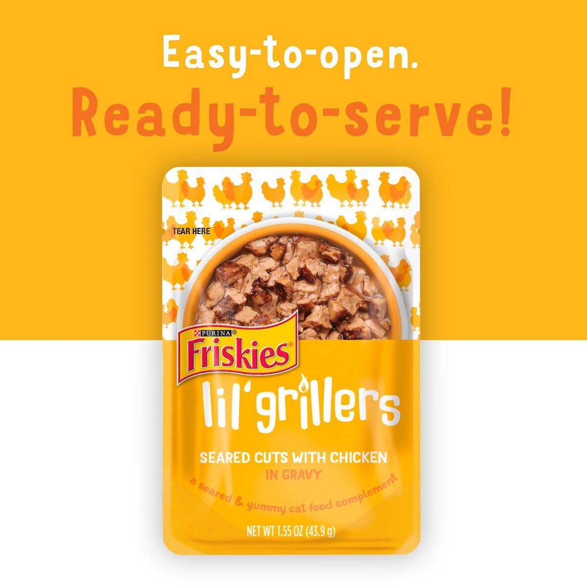 Friskies Lil' Grillers Seared Cuts With Chicken and Tuna in Gravy Variety Pack Wet Cat Food， 1.55-oz pouch， case of 18