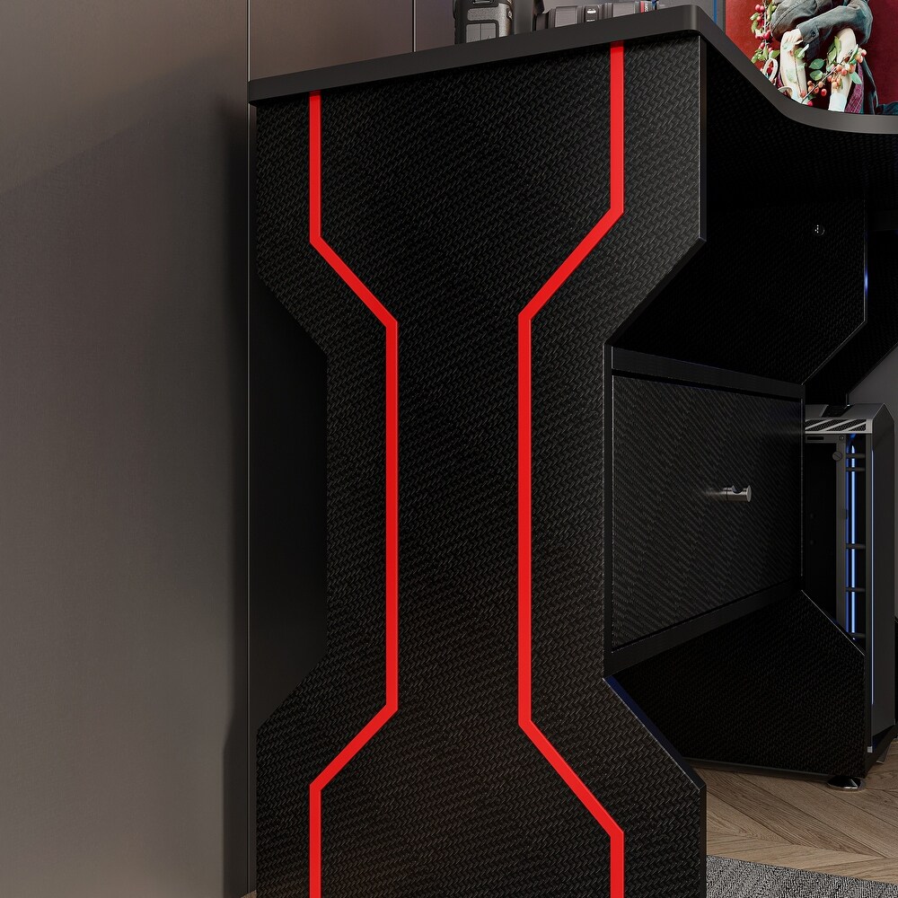 L Shaped Modern carbon fiber desktop office computer desk