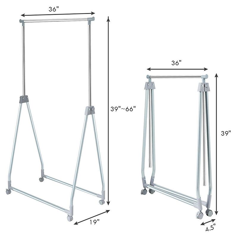 Extendable Foldable Heavy Duty Clothing Rack with Hanging Rod