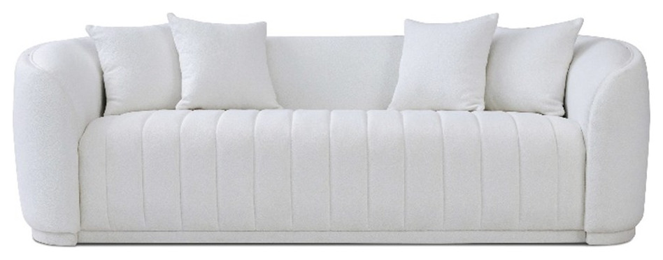 Thirst Mid Century Modern Luxury Tight Back Boucle Couch in White   Contemporary   Sofas   by Homesquare  Houzz