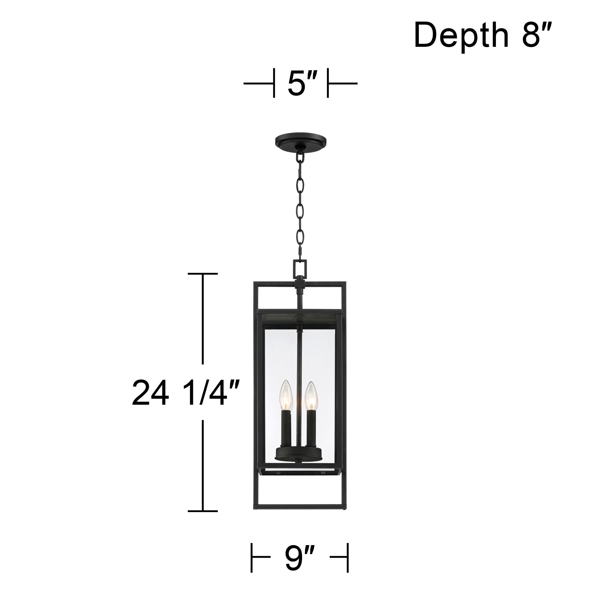 Possini Euro Design Contemporary Outdoor Hanging Light 4-Light Fixture Black 24 1/4