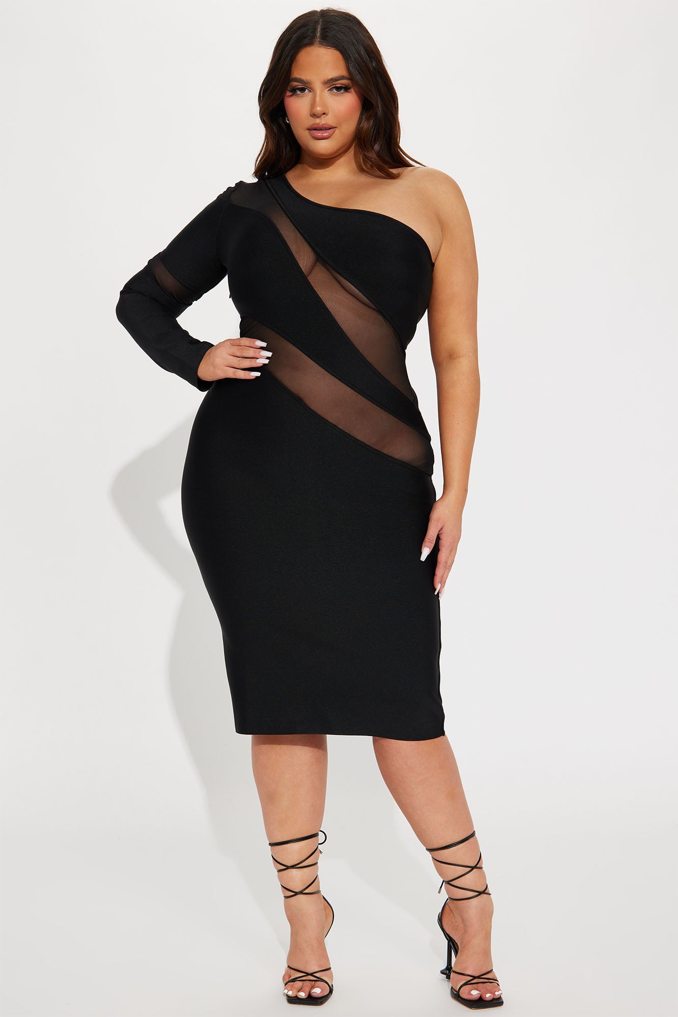 Ava Bandage Midi Dress - Black