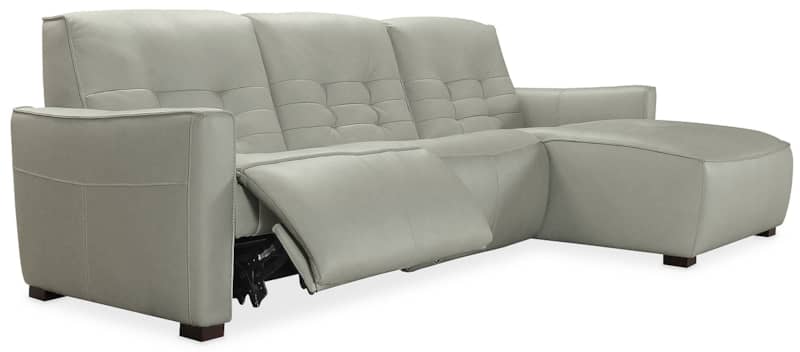 Hooker Furniture Living Room Reaux Power Recline Sofa With RAF Chaise With 2 Power Recliners