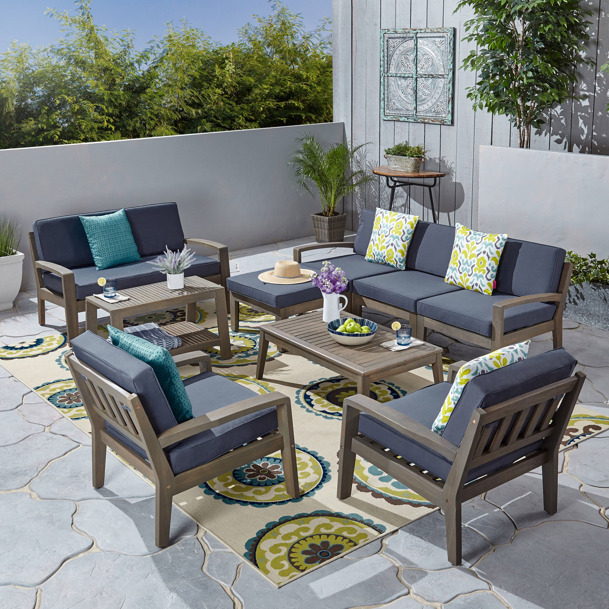 Parma 7-Seater Sectional Sofa Set For Patio with Loveseat