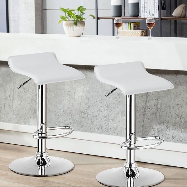 2PCS Swivel Bar Stool Set with Adjustable Height and PU Leather Seat