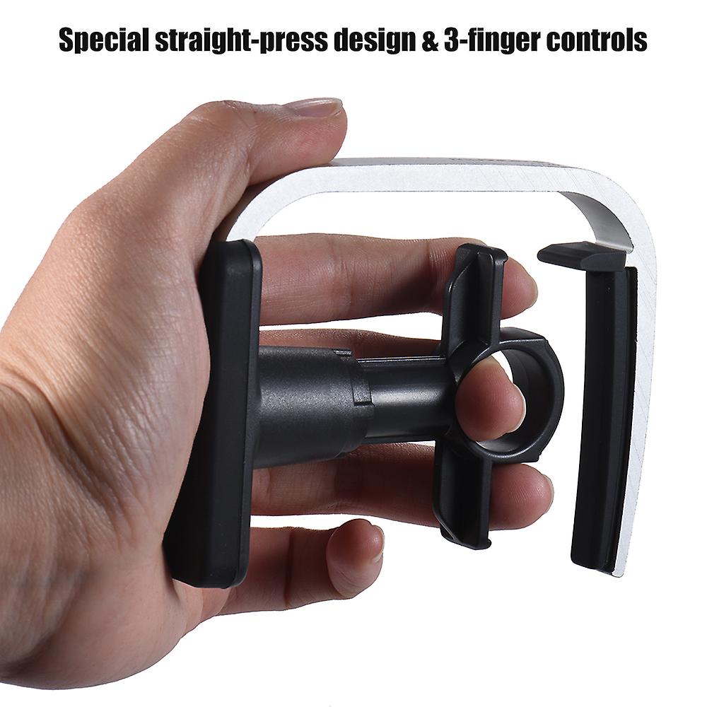 3-finger Version Creative Straight-press Folk Guitar Capo Clamp With 1pc Multi-thickness Guitar Pick Grey