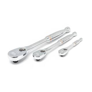 GEARWRENCH 14 in. 38 in. and 12 in. Drive 90-Tooth Teardrop Ratchet Set (3-Piece) 81206T