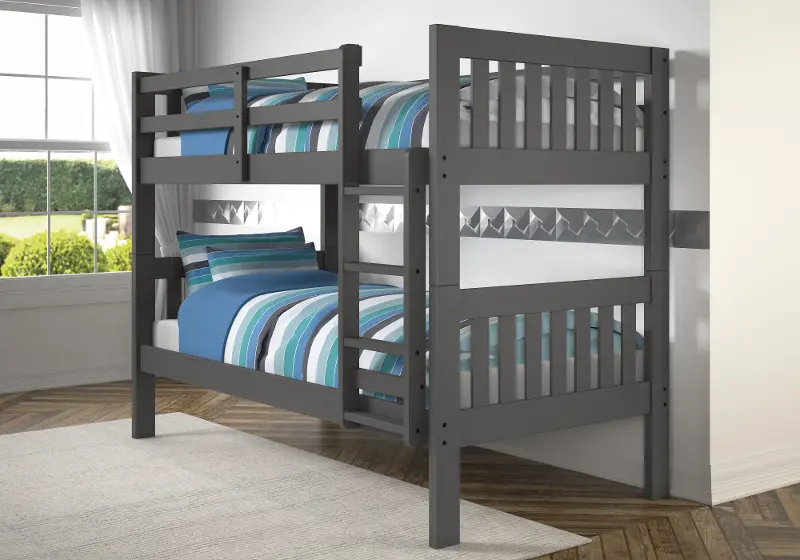 Classic Gray Twin over Twin Bunk Bed - Mission