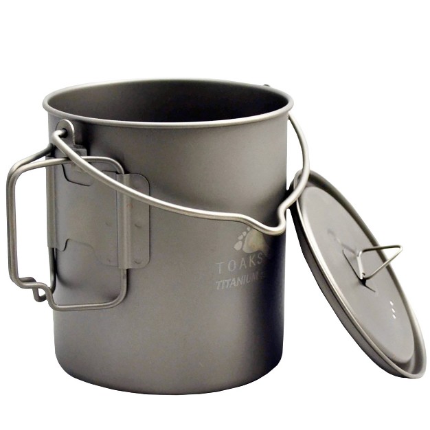 Toaks 750ml Ultralight Titanium Camping Cook Pot With Bail Handle And Lid