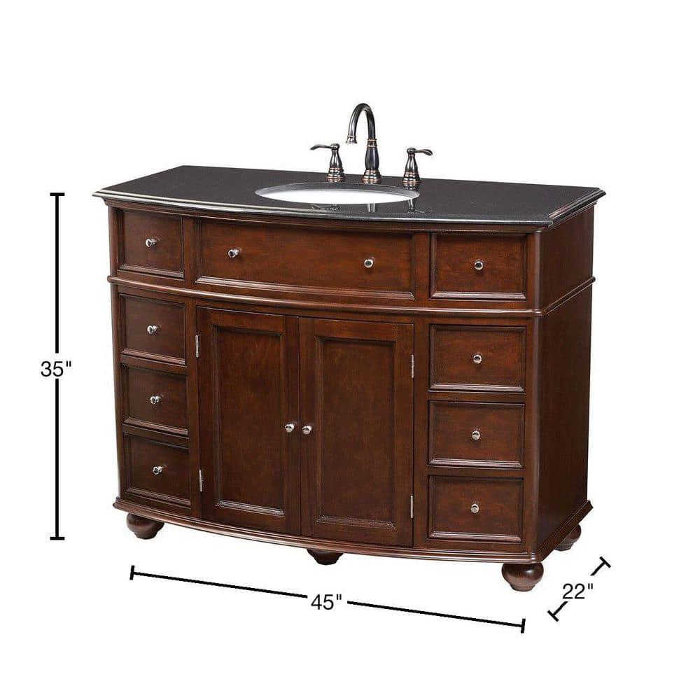 Home Decorators Collection Hampton Harbor 45 in W x 22 in D Bath Vanity in Sequoia with Granite Vanity Top in Black