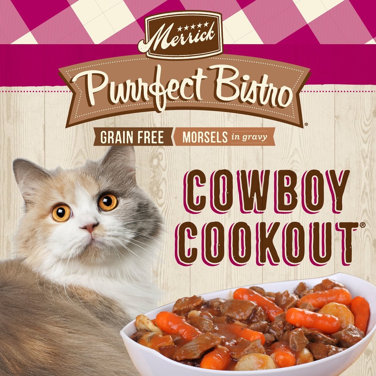 Merrick Purrfect Bistro Grain-Free Cowboy Cookout Morsels in Gravy Canned Cat Food